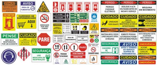 Placas de orientação/advertência