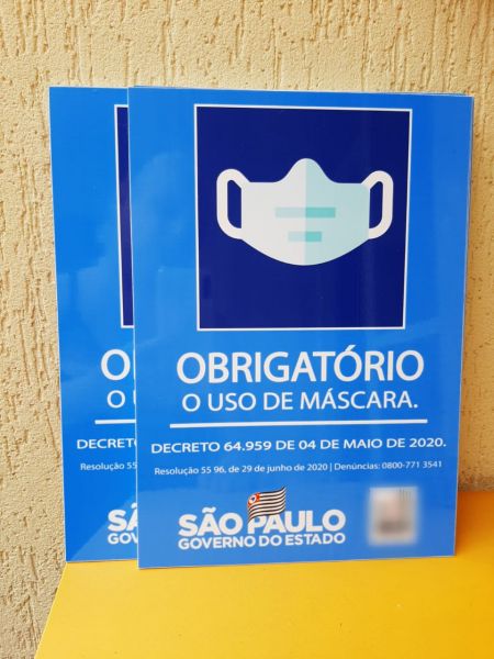 Placa Uso Obrigatório de Máscara